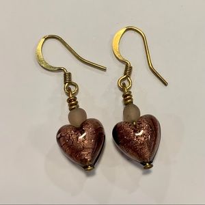Venetian Glass Purple Heart Earrings